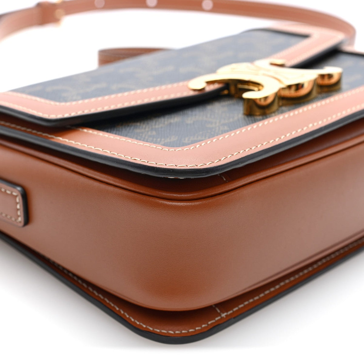 Calfskin Canvas Handbag - Tan