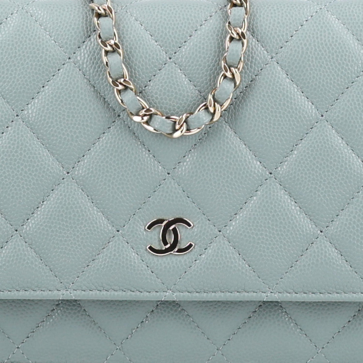 Quilted Caviar Wallet Bag - Grey
