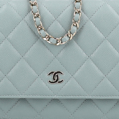 Quilted Caviar Wallet Bag - Grey