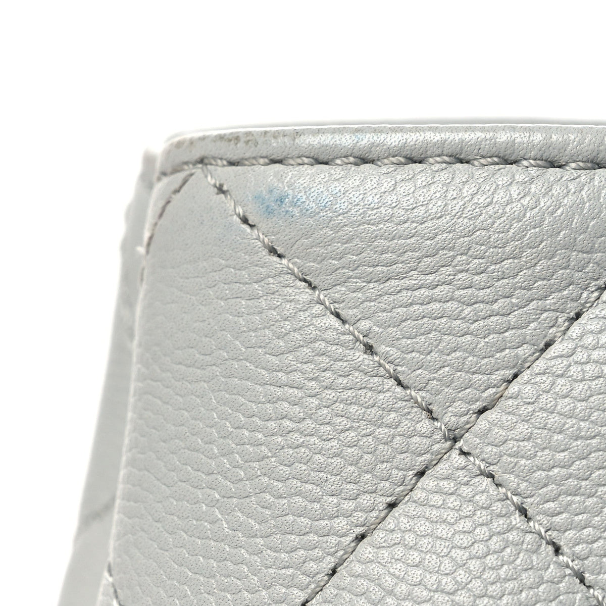 Small Quilted Caviar Tote Bag - Grey