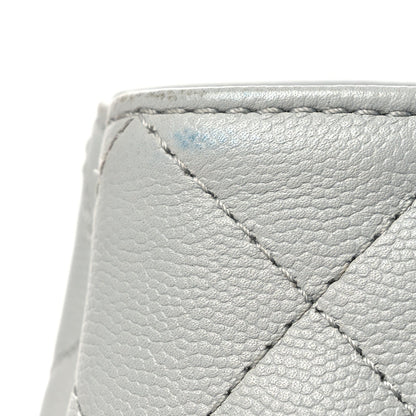 Small Quilted Caviar Tote Bag - Grey