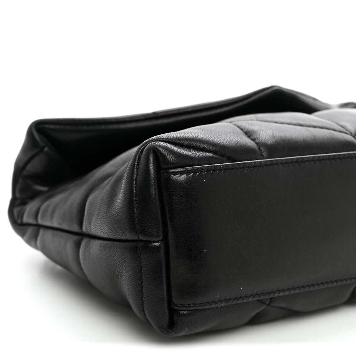 Quilted Lambskin Satchel Bag - Black