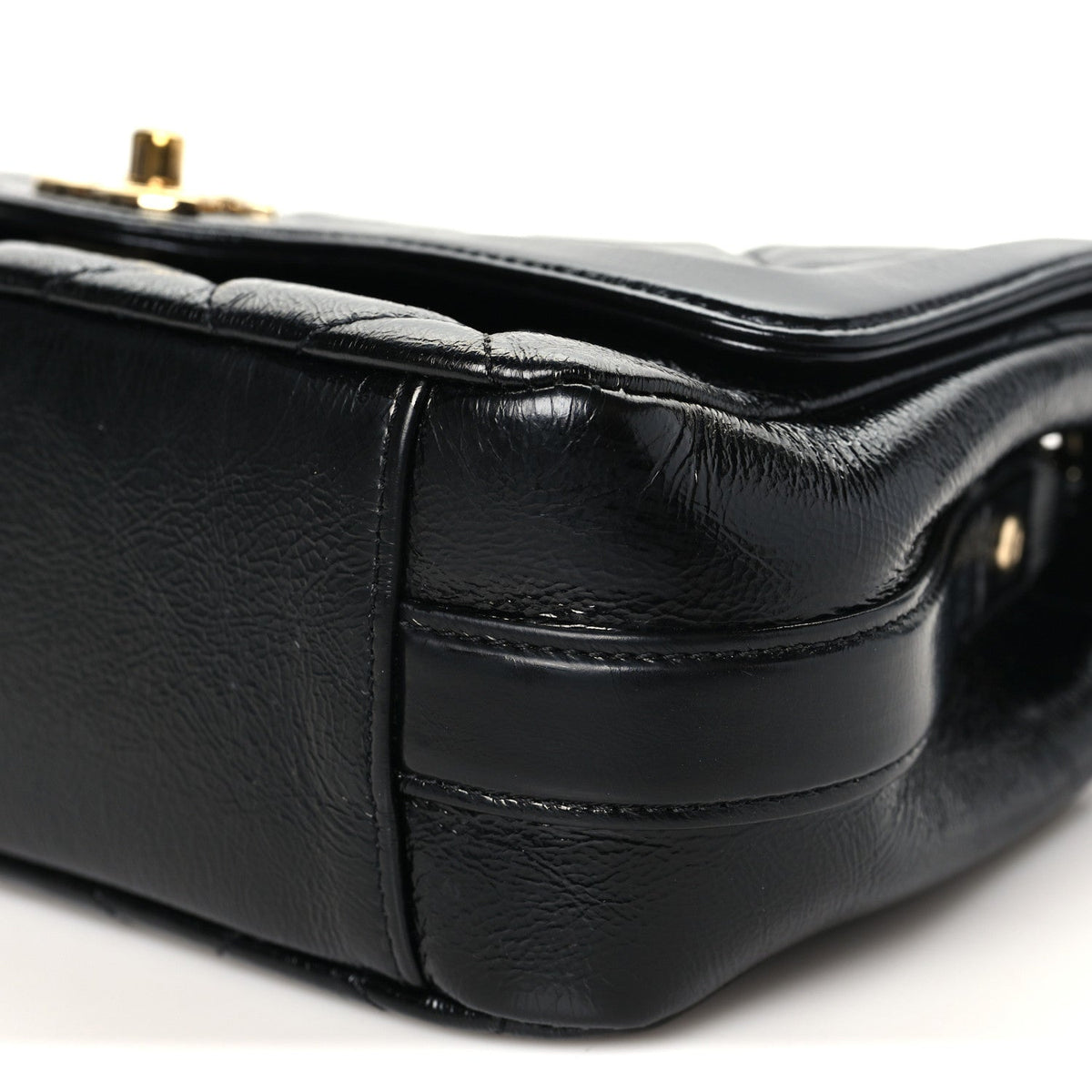 Small Quilted Lambskin Flap Shoulder Bag - Black