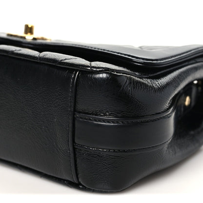 Small Quilted Lambskin Flap Shoulder Bag - Black
