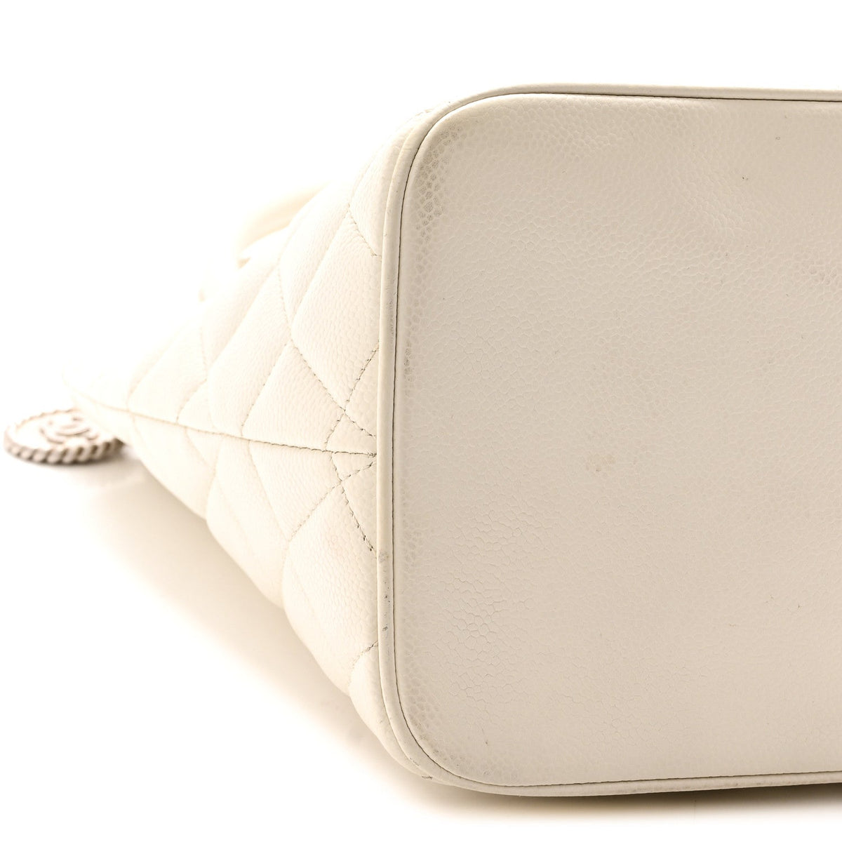Quilted Caviar Tote Bag - White