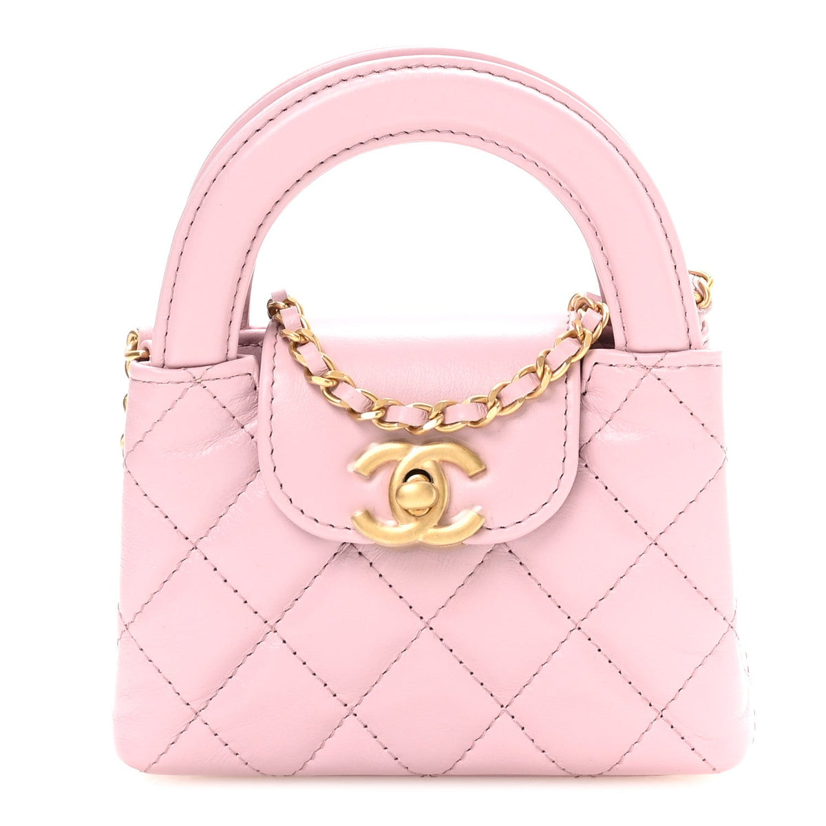 Mini Quilted Calfskin Handbag - Pink