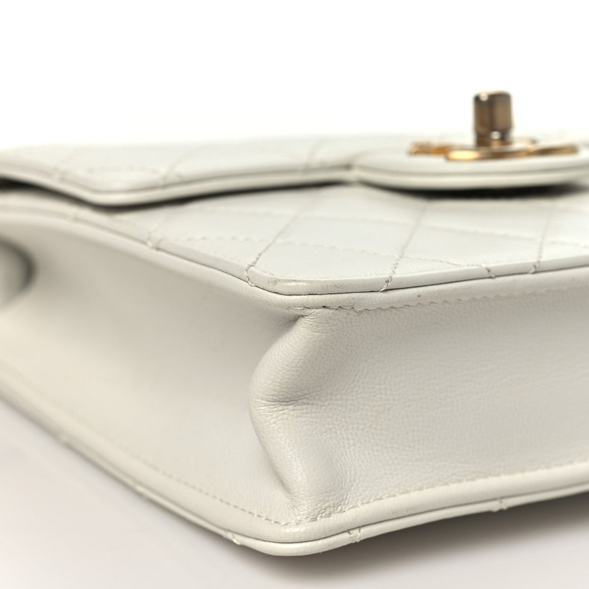 Quilted Goatskin Flap Shoulder Bag - White