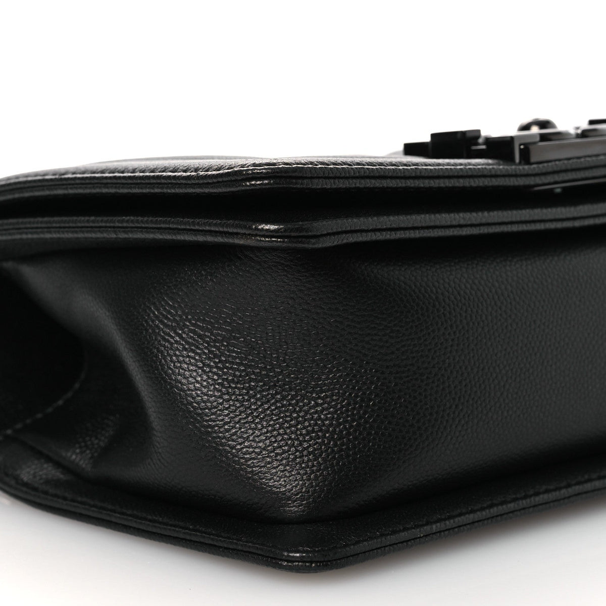Small Quilted Caviar Flap Shoulder Bag - Black