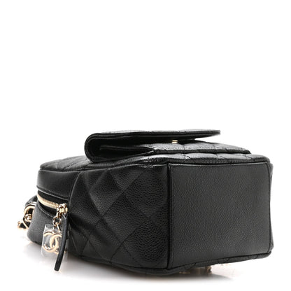 Mini Quilted Caviar Backpack - Black