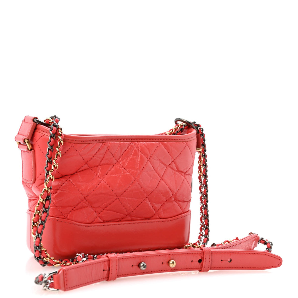 Small Quilted Calfskin Hobo Bag - Red