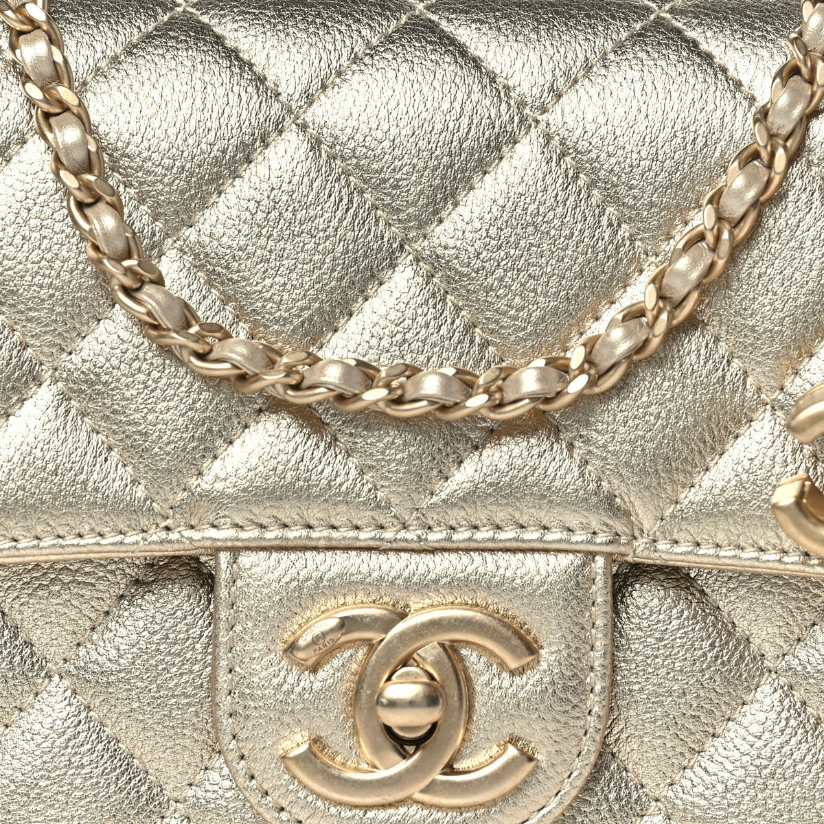 Mini Quilted Caviar Flap Shoulder Bag - Gold