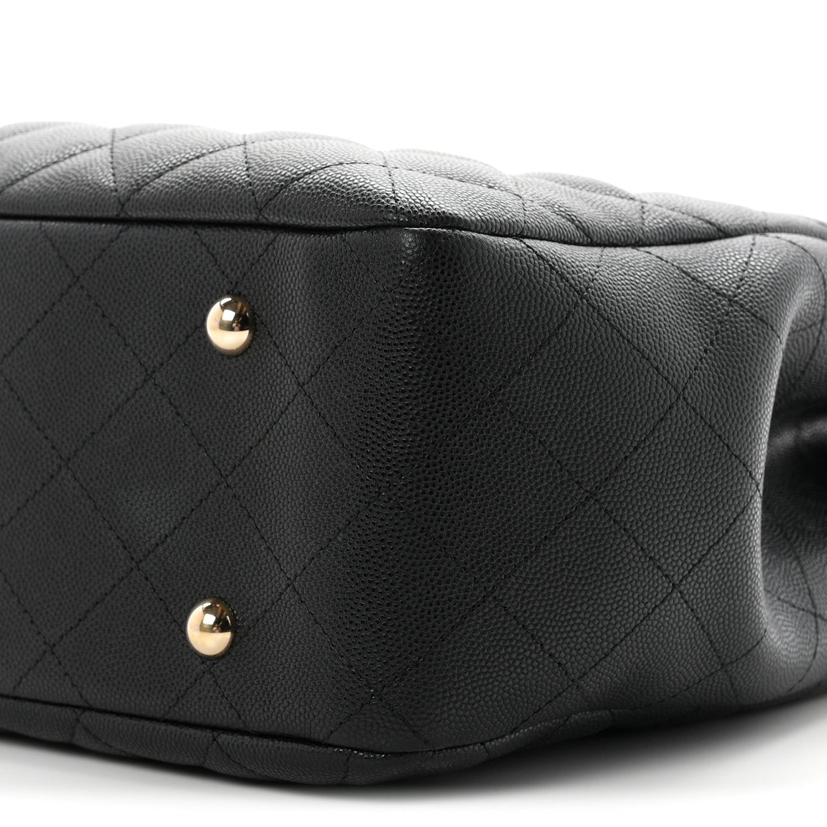 Small Quilted Caviar Tote Bag - Black