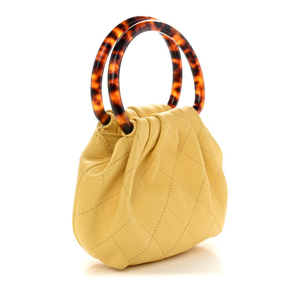 Mini Quilted Lambskin Pouch - Yellow