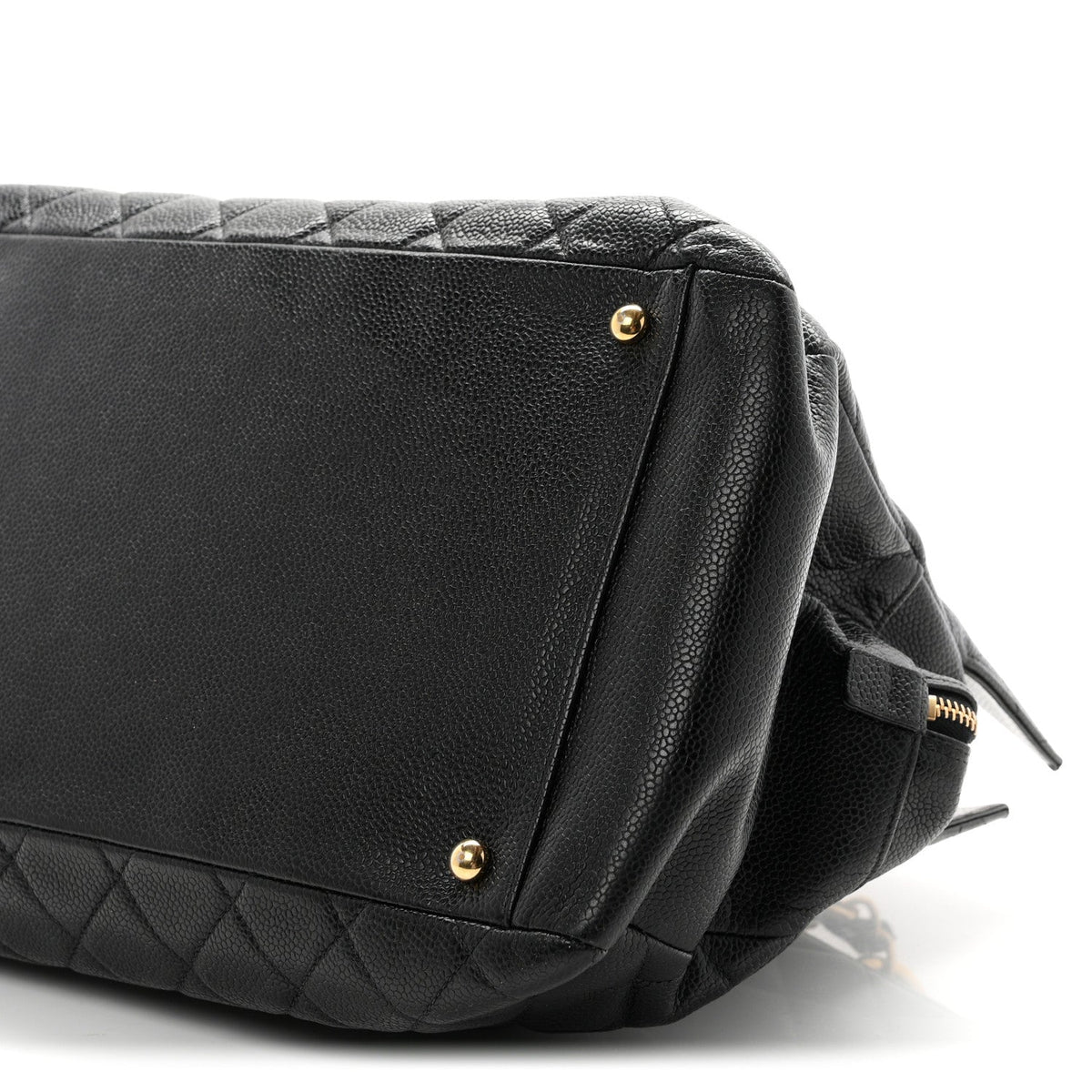 Quilted Caviar Tote Bag - Black