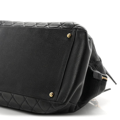 Quilted Caviar Tote Bag - Black