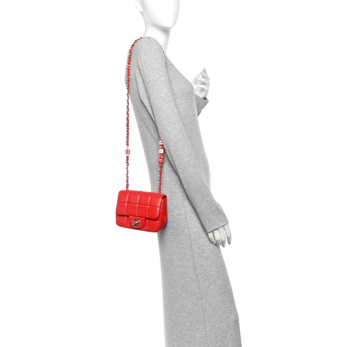 Mini Quilted Lambskin Flap Shoulder Bag - Red