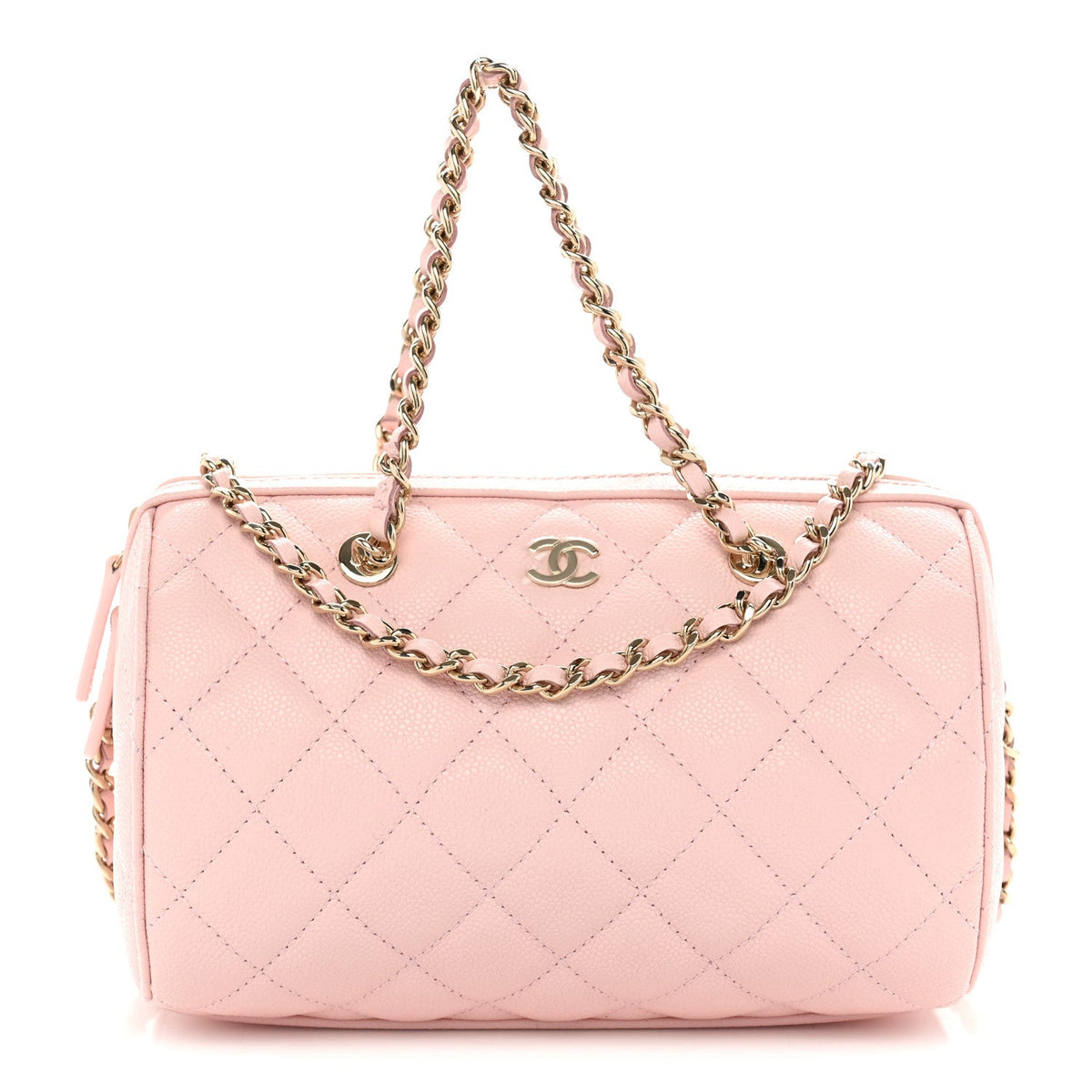 Quilted Caviar Clutch Bag - Pink
