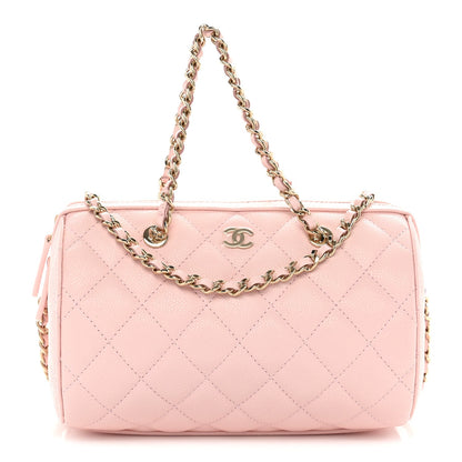 Quilted Caviar Clutch Bag - Pink