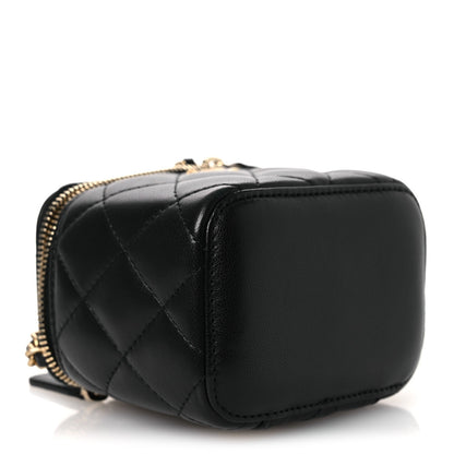 Mini Quilted Lambskin Handbag - Black