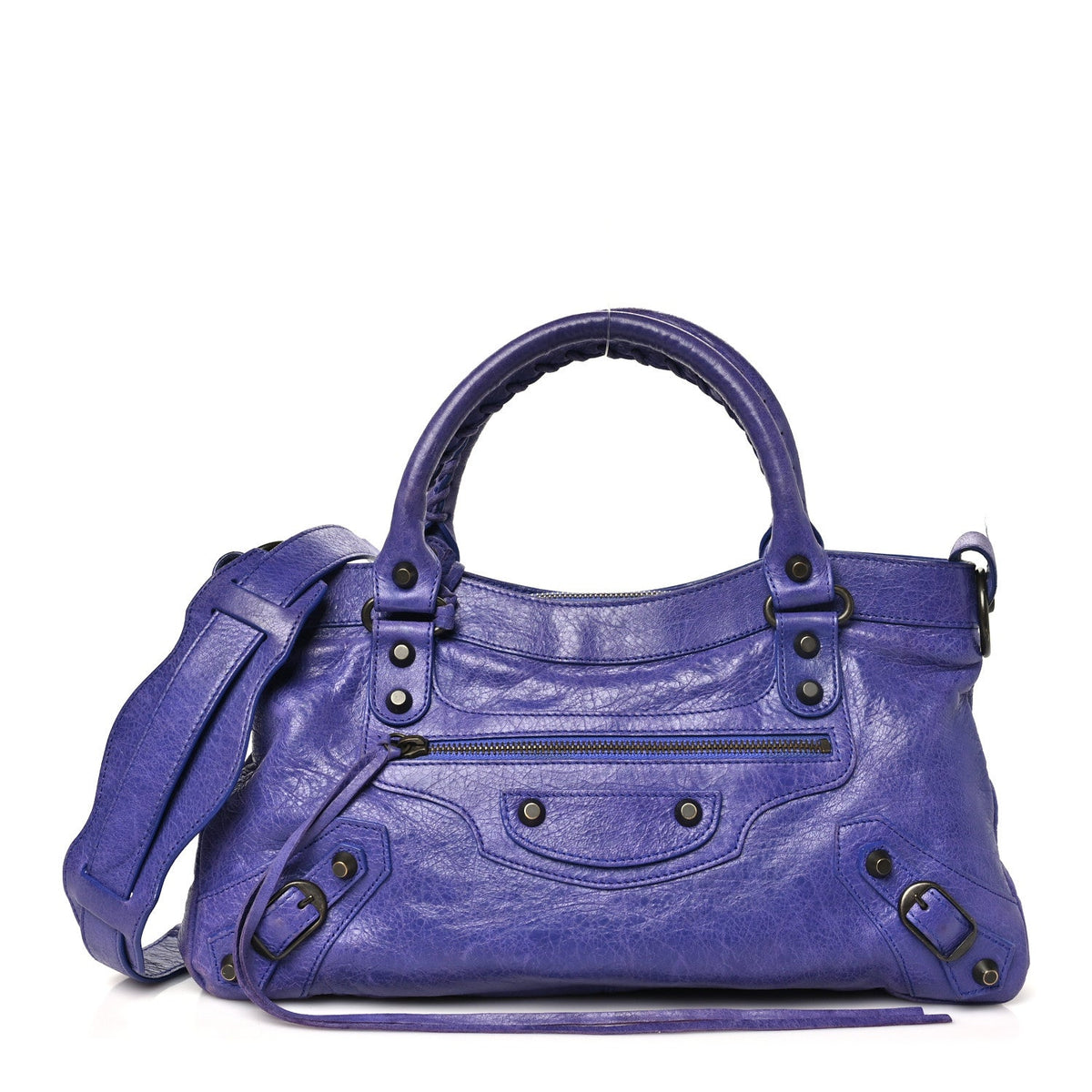Agneau Classic Hardware First Bleu Lavan Handbag