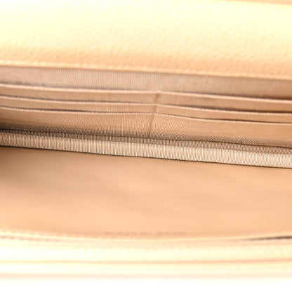 Quilted Caviar Wallet Bag - Beige