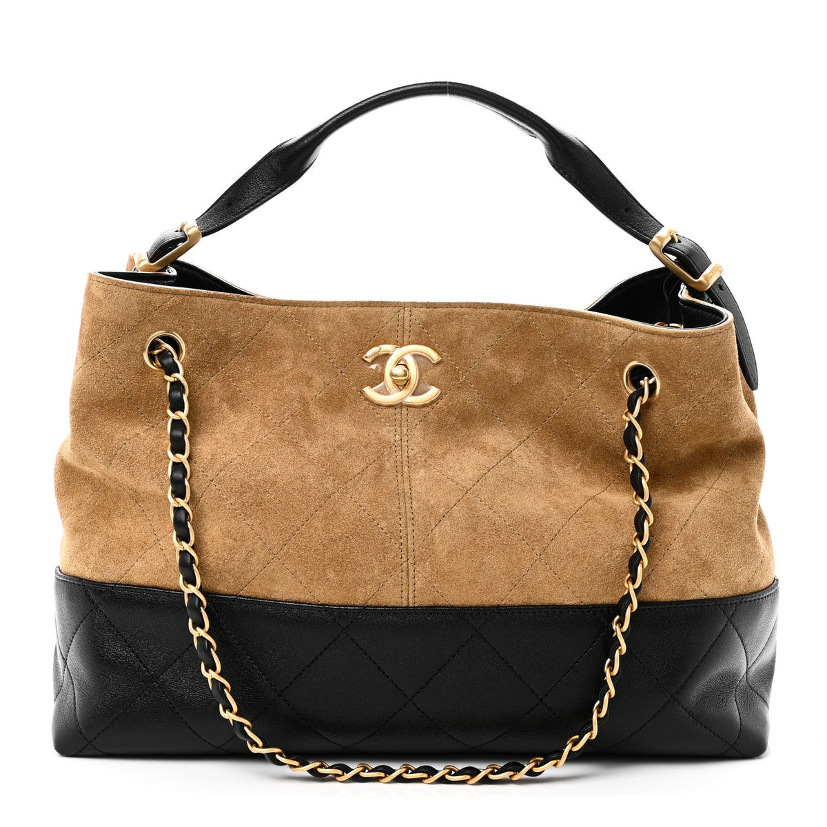 Small Quilted Lambskin Handbag - Beige