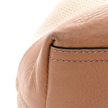 Medium Calfskin Canvas Shoulder Bag - White