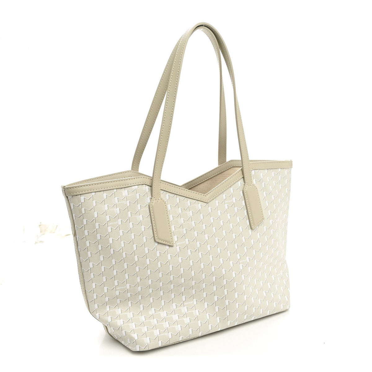 Calfskin Canvas Tote Bag - Beige