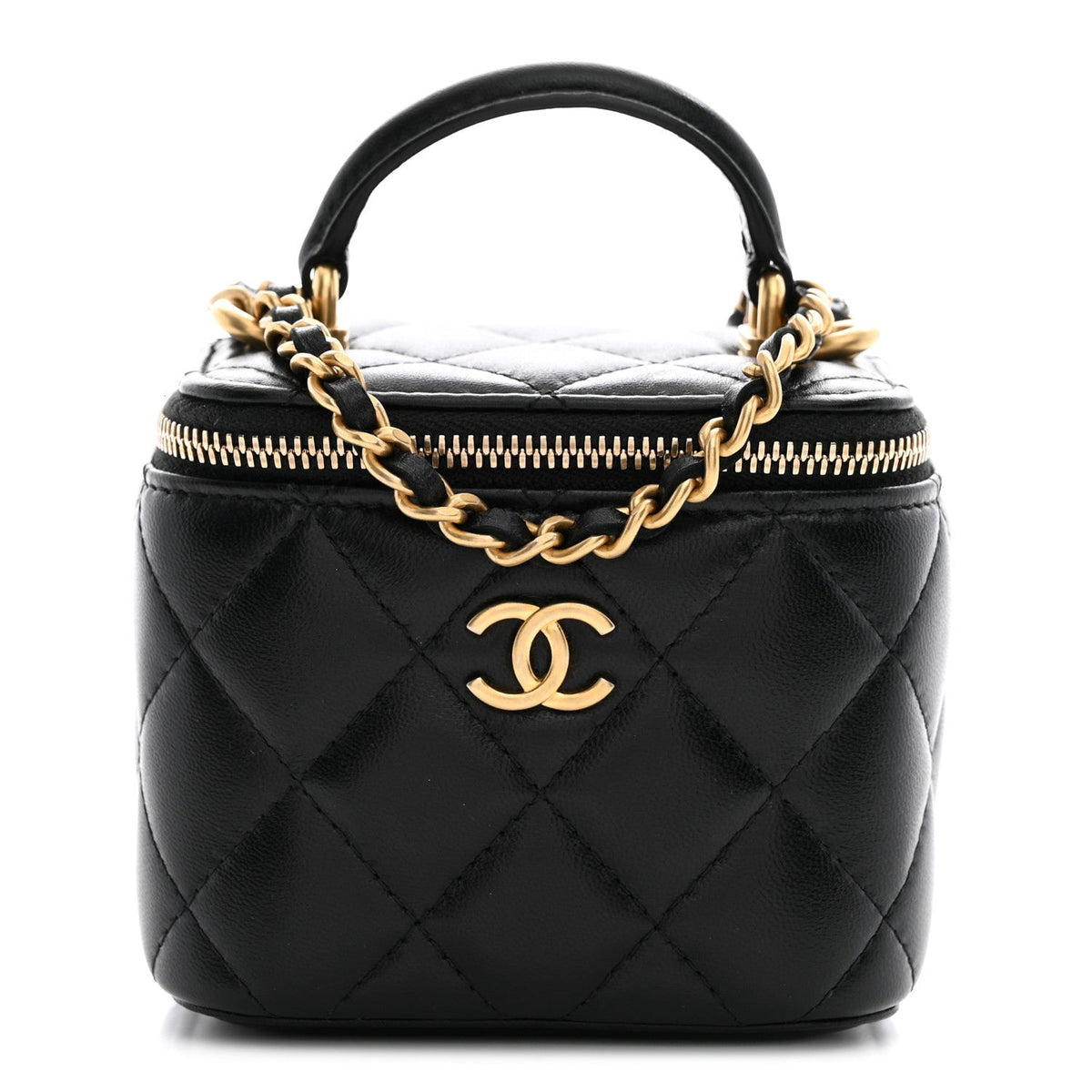 Mini Quilted Lambskin Handbag - Black