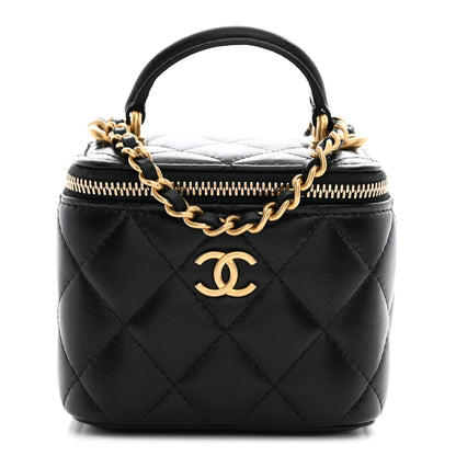 Mini Quilted Lambskin Handbag - Black