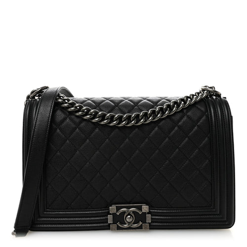 Medium Quilted Calfskin Flap Shoulder Bag - Black