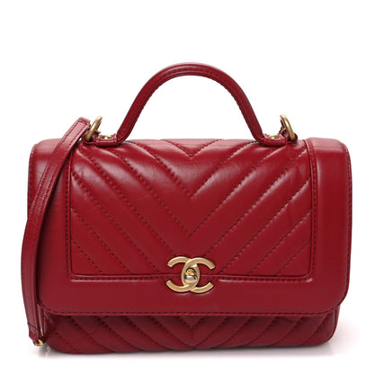 Quilted Calfskin Flap Shoulder Bag - Red