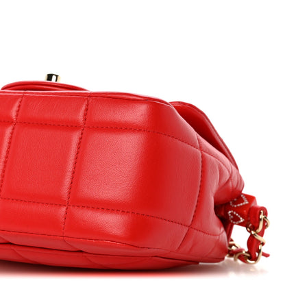 Mini Quilted Lambskin Flap Shoulder Bag - Red