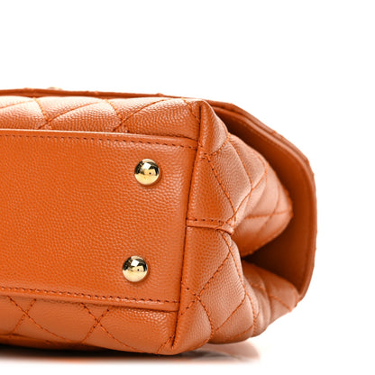 Mini Quilted Caviar Flap Shoulder Bag - Brown