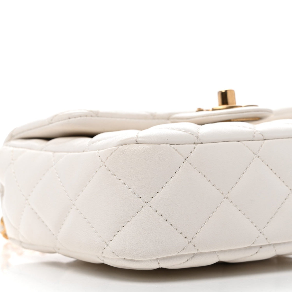 Mini Quilted Lambskin Flap Shoulder Bag - White