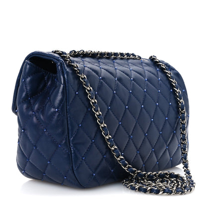 Quilted Lambskin Flap Shoulder Bag - Blue