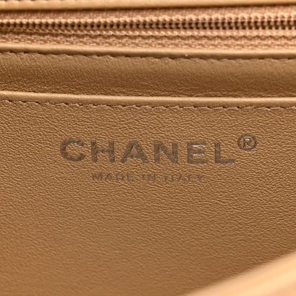 Mini Quilted Lambskin Flap Shoulder Bag - Tan