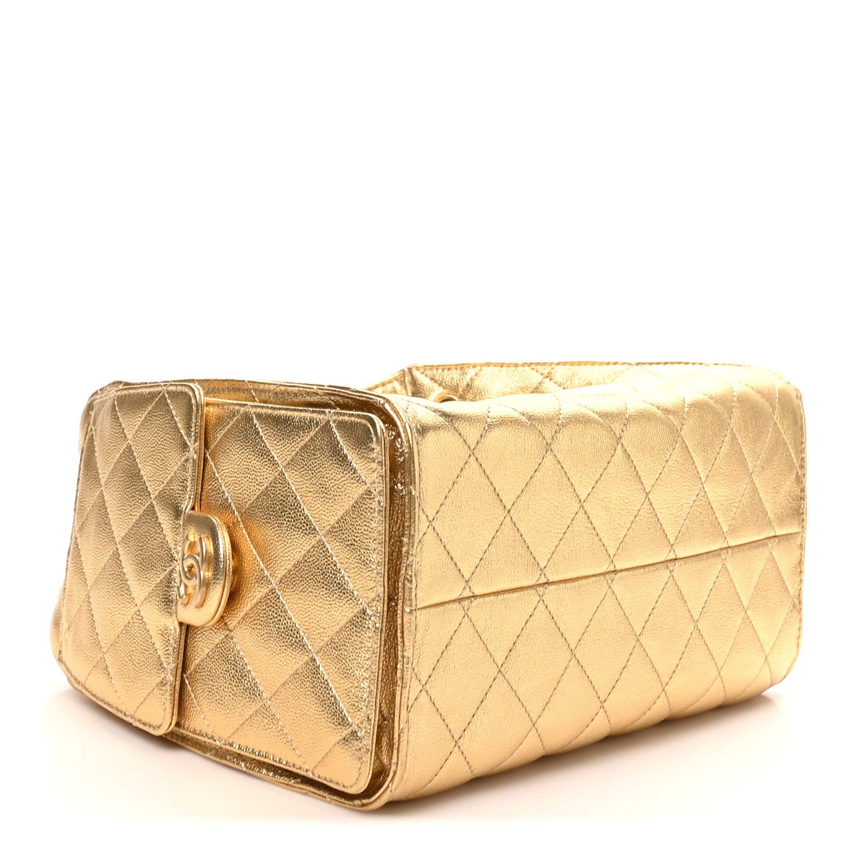 Small Quilted Caviar Handbag - Gold