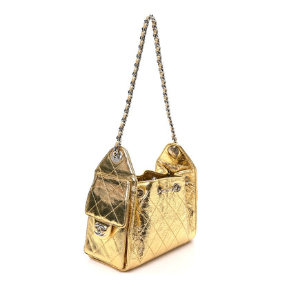 Mini Quilted Calfskin Handbag - Gold