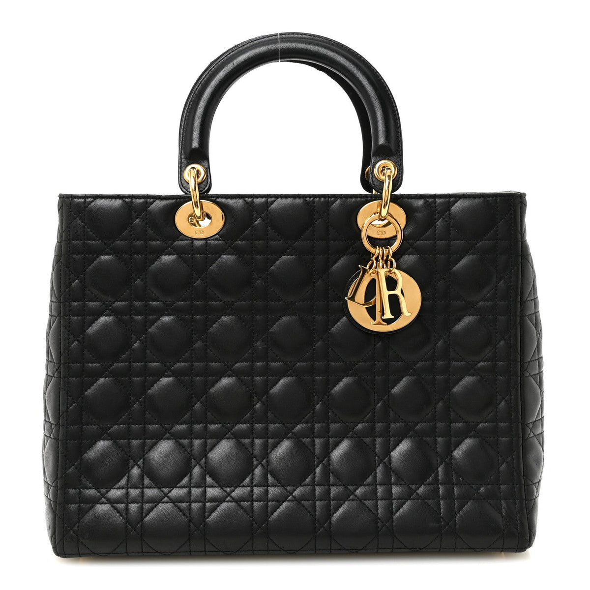 Large Lambskin Handbag - Black