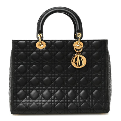 Large Lambskin Handbag - Black