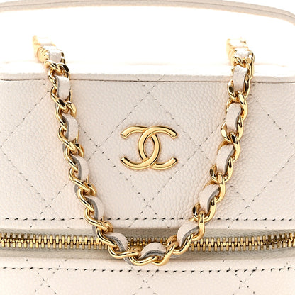 Quilted Caviar Handbag - White