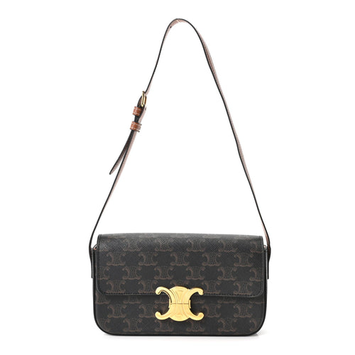 Calfskin Canvas Shoulder Bag - Tan