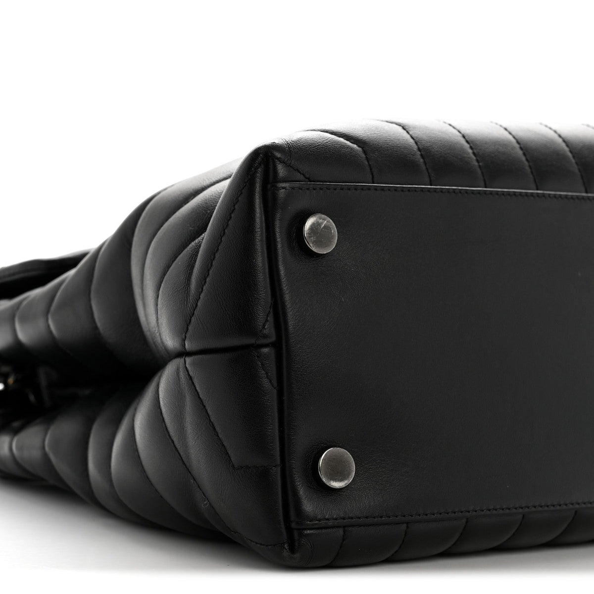 Large Quilted Calfskin Satchel Bag - Black