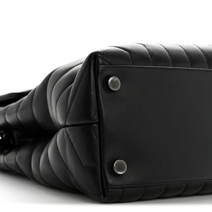 Large Quilted Calfskin Satchel Bag - Black