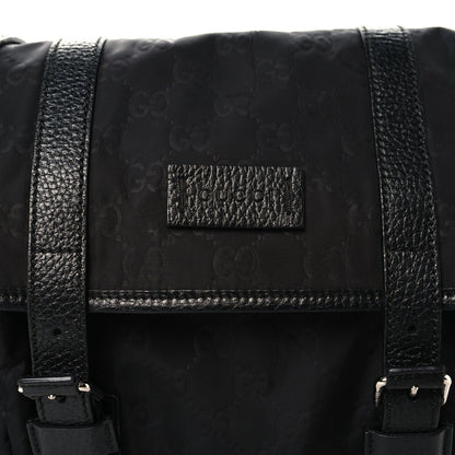 Nylon Flap Shoulder Bag - Black