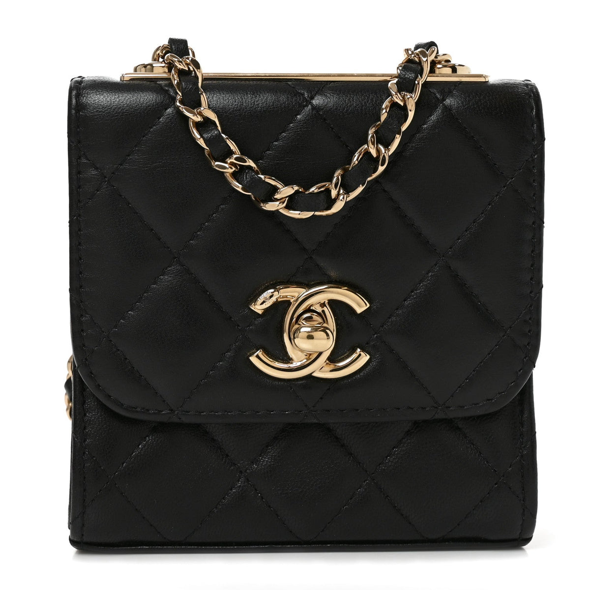 Mini Quilted Lambskin Wallet Bag - Black