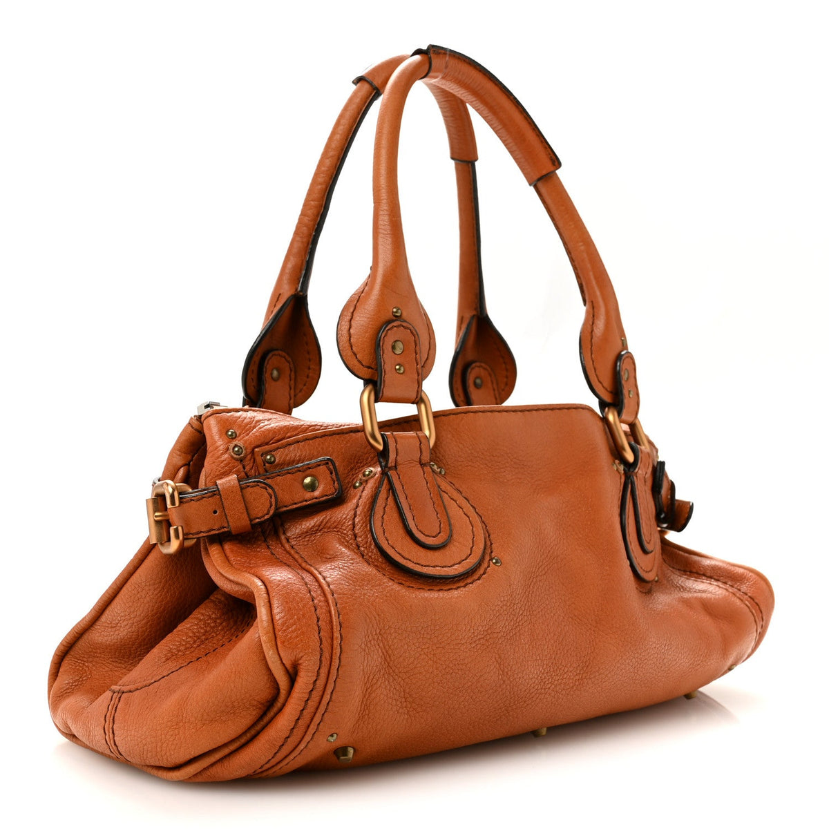 Medium Calfskin Satchel Bag - Brown