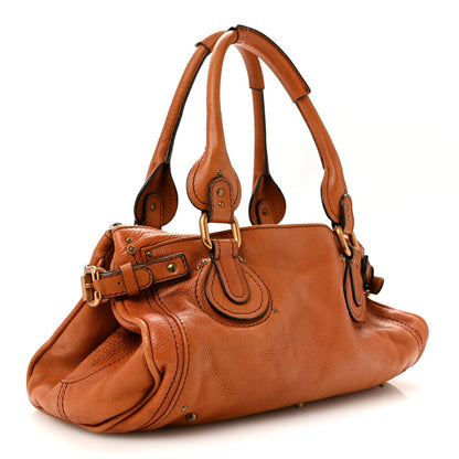 Medium Calfskin Satchel Bag - Brown