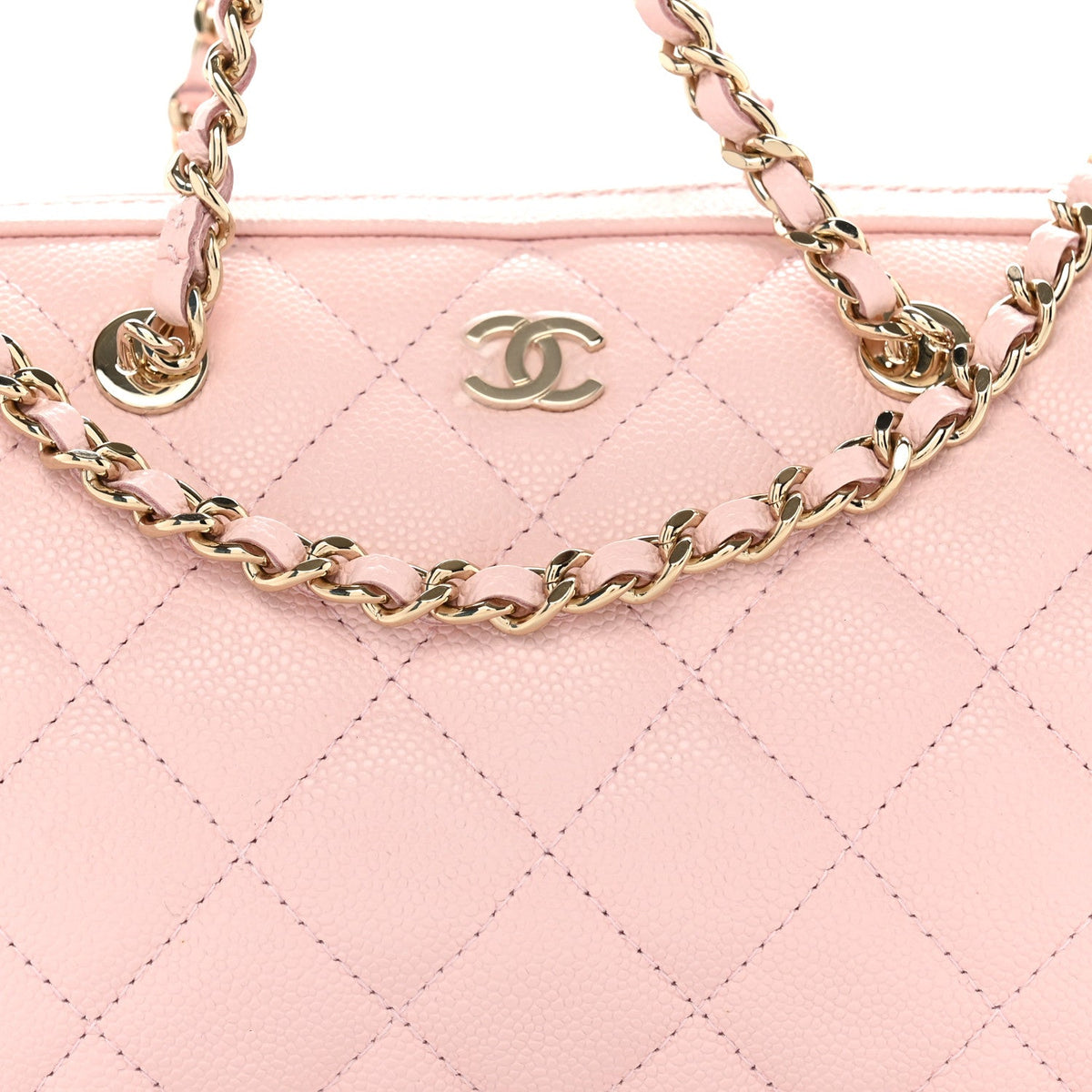Quilted Caviar Clutch Bag - Pink